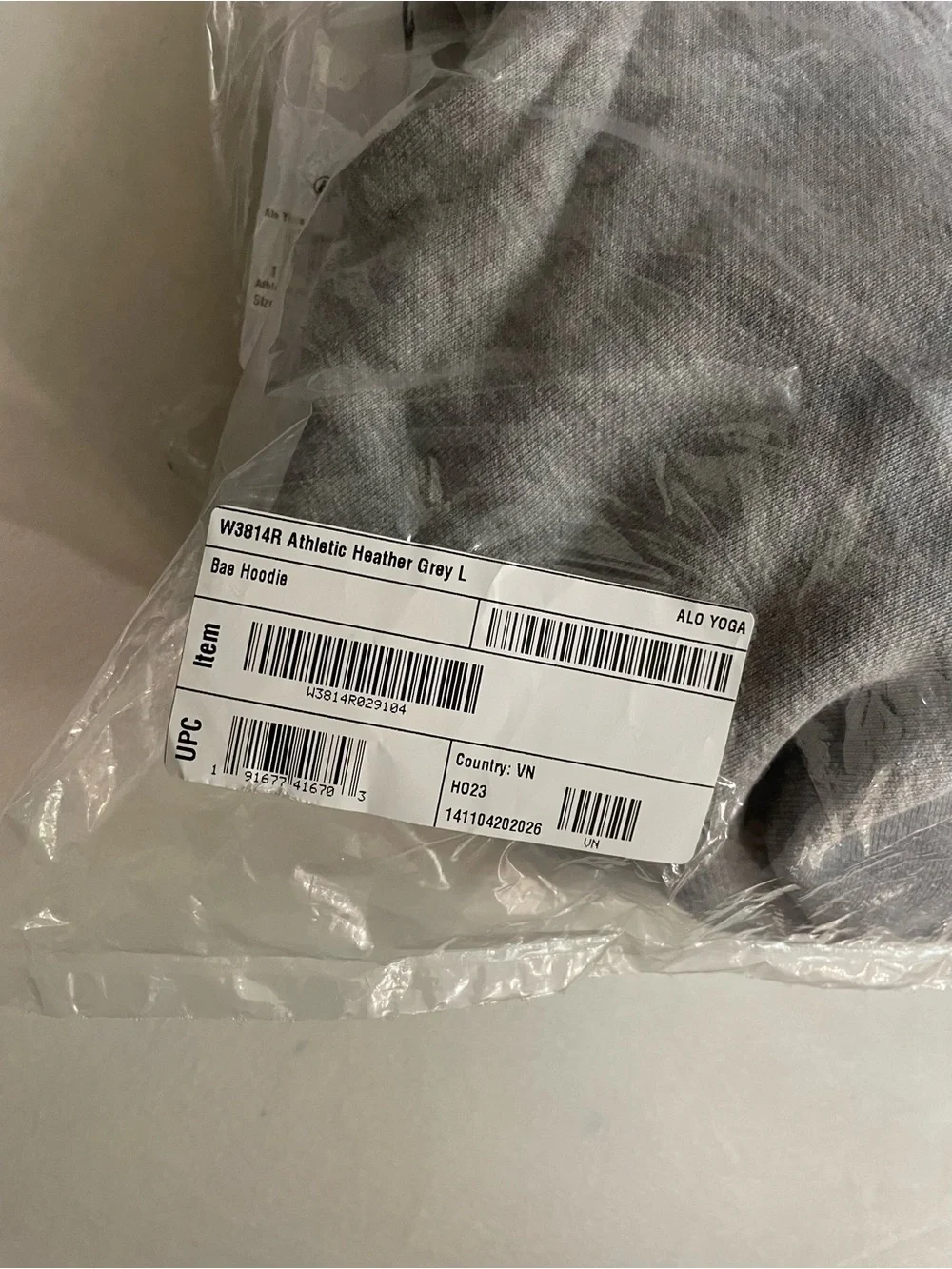 Alo NWT Bae Hoodie Athletic Heather Grey Cropped Pullover Sweatshirt Size L